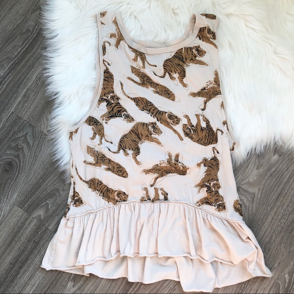 Chaser Cheetah Graphic Peplum Tank Top